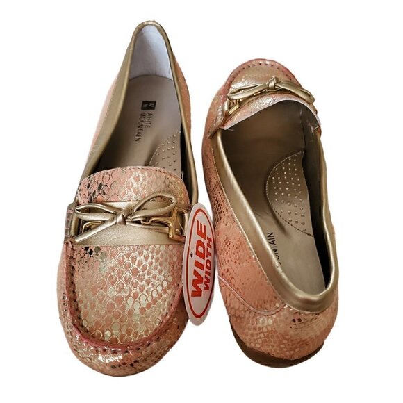 White Mountain Leather Loafers, Pardon Coral Metallic Loafers, Moccasins NIB - Picture 2 of 3